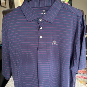 Rhoback Men's Blue and Red Striped Polo Shirt